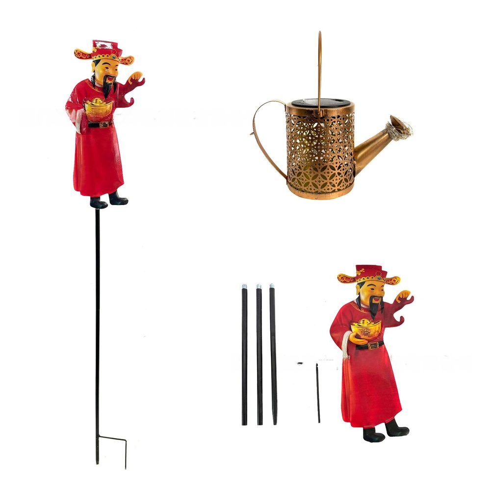 Outdoor Yard Power Stake - Lampu Taman Tenaga Surya Logam Merah