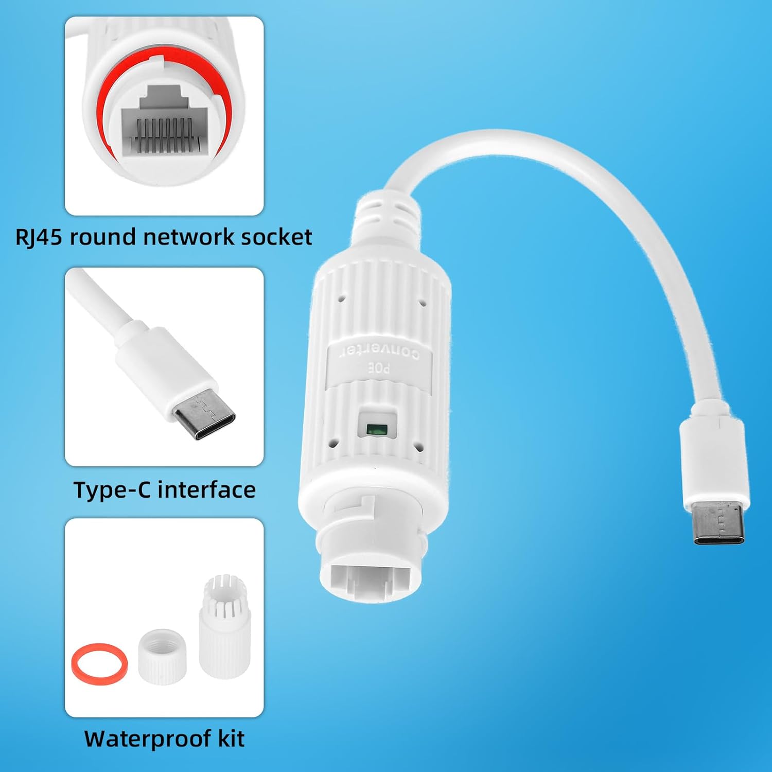 Outdoor Usb Power Adapter - Konverter Daya POE ke USB-C Tahan