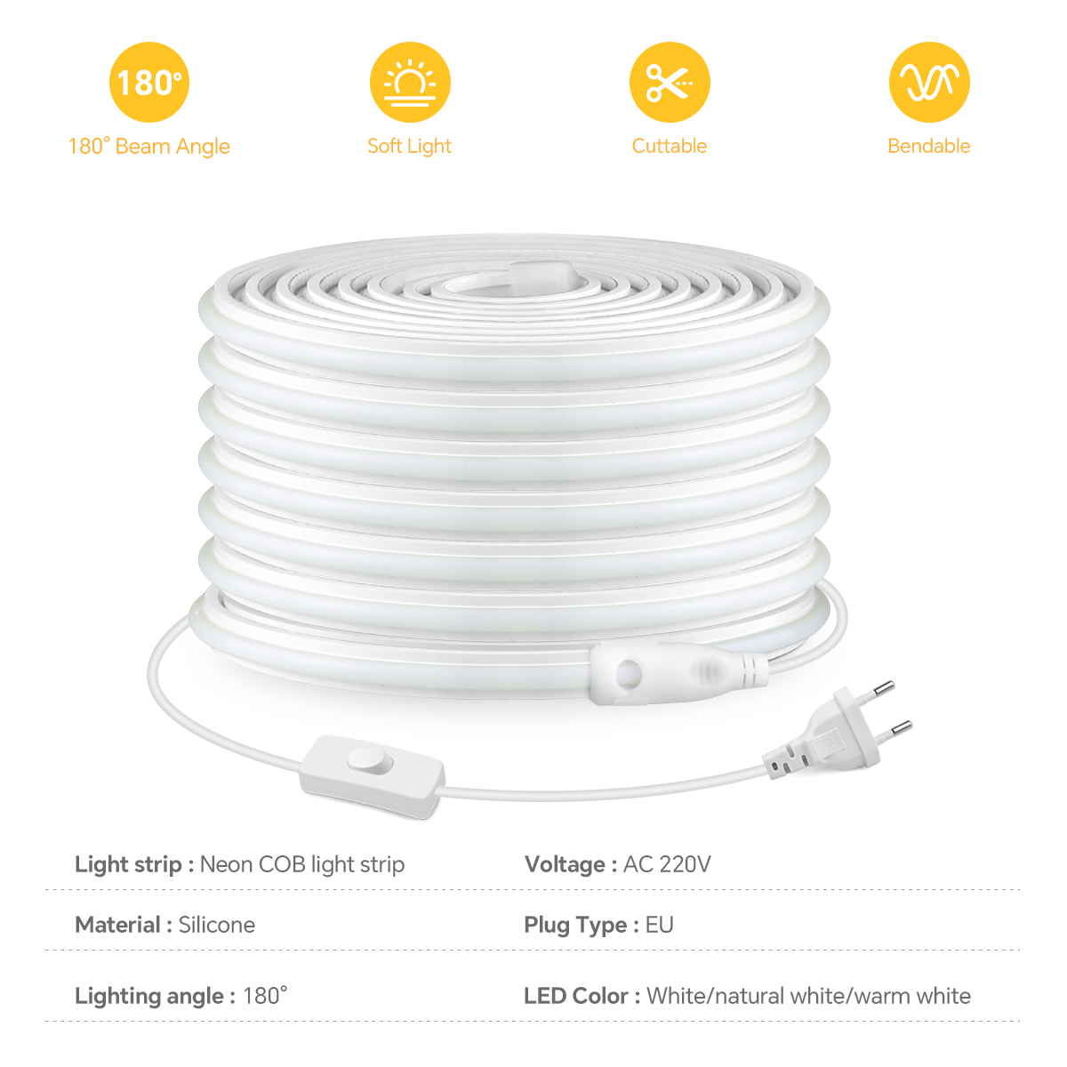 Strip Led COB 220V Strip LED C - Outdoor Power Hub ulasan dan harga