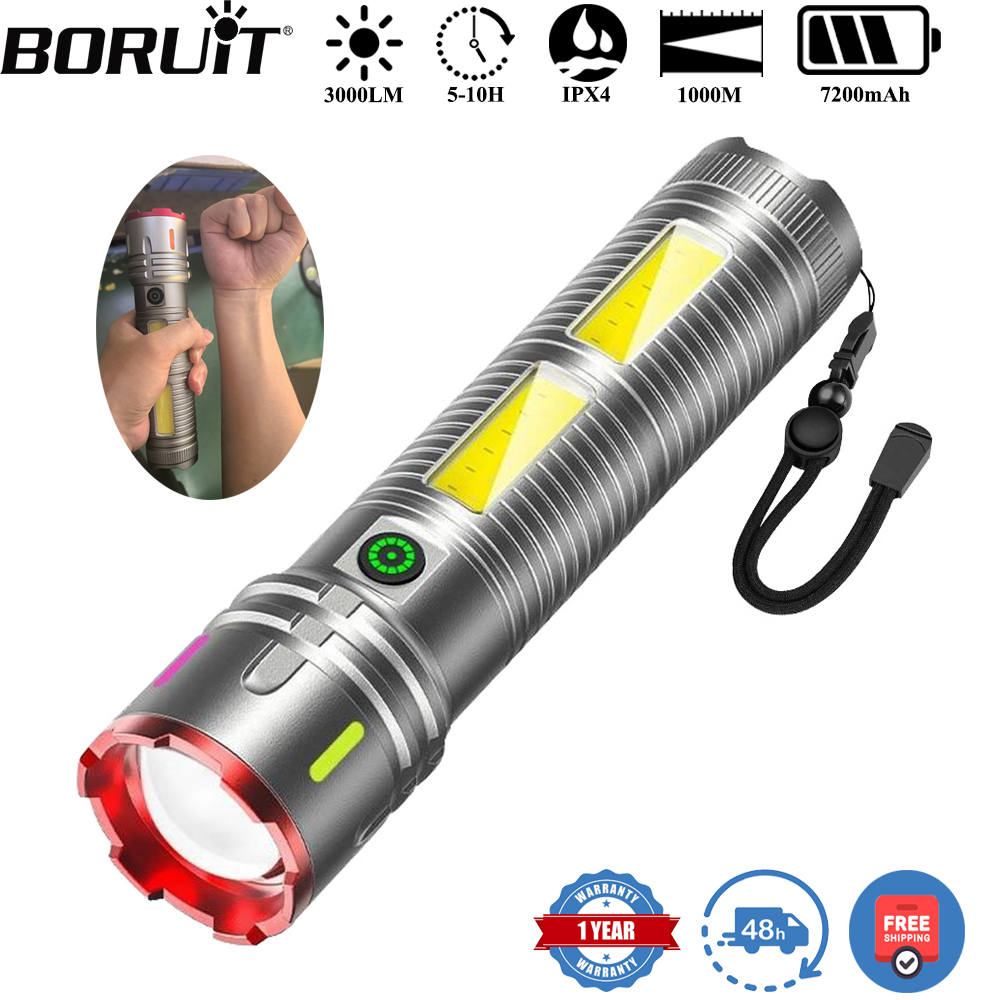 BORUiT 3000LM 1000M Senter LED - Outdoor Power Meter Bike ulasan dan harga