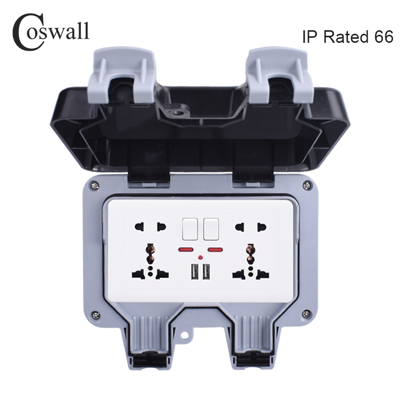 Coswall Soket Dinding Kotak Lu - Outdoor Usb Power Outlet ulasan dan harga