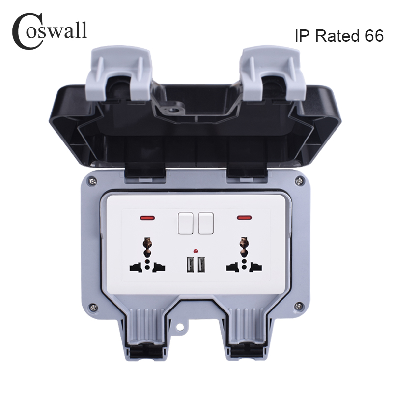Coswall Soket Dinding Kotak Lu - Outdoor Usb Power Outlet ulasan dan harga