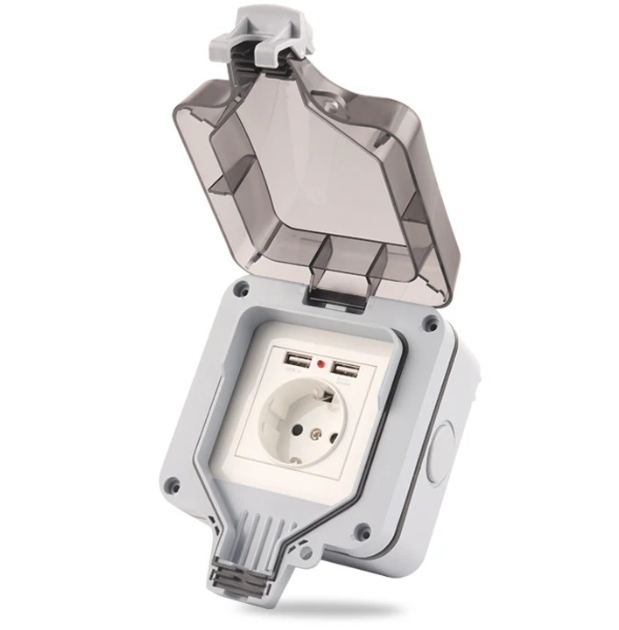 IP66 Standar EU Gaya Jerman Ta - Outdoor Usb Power Outlet ulasan dan harga